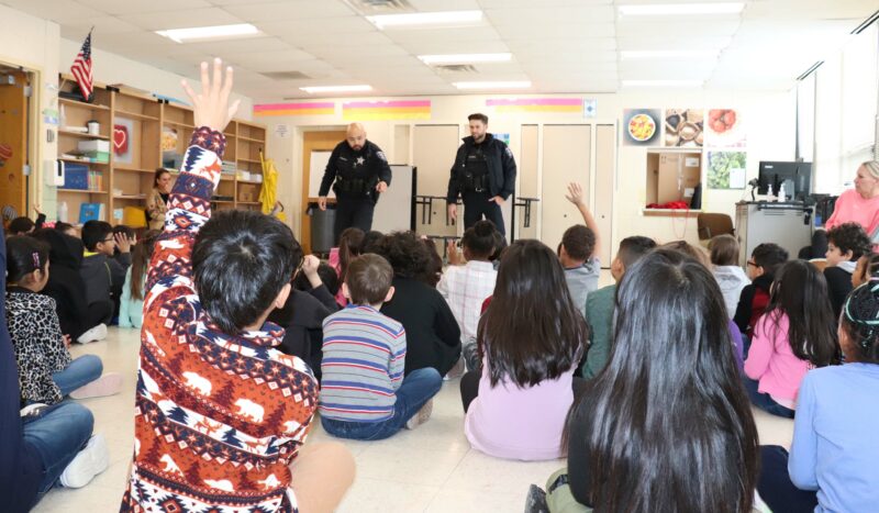 Students participate in the APD's presentation. 