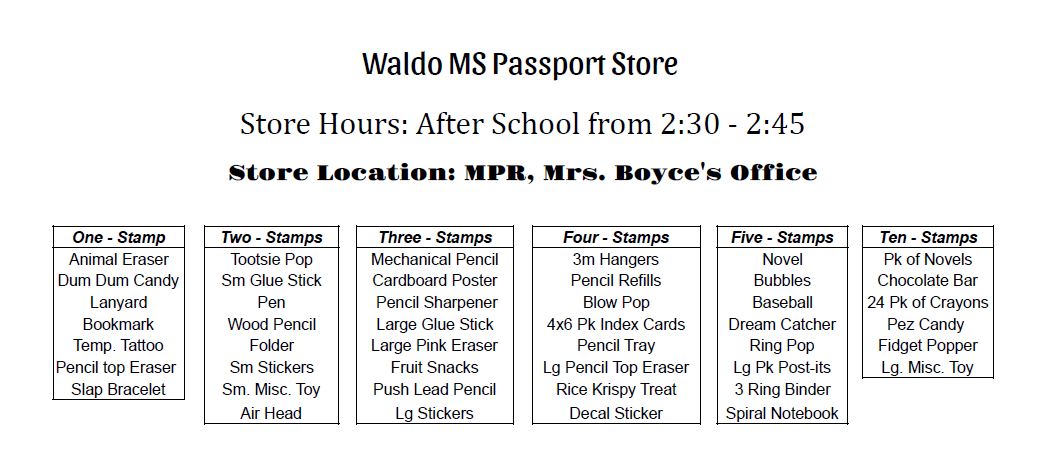 District 131 Waldo Passport Store